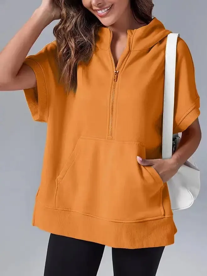 Three-point Short-sleeved Hooded Sweatshirt for Summer