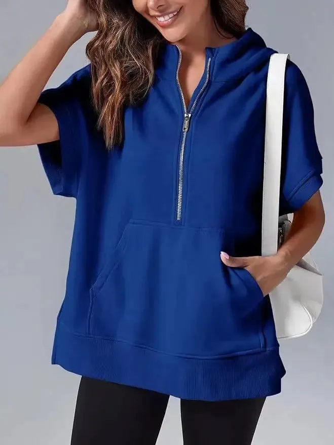 Three-point Short-sleeved Hooded Sweatshirt for Summer