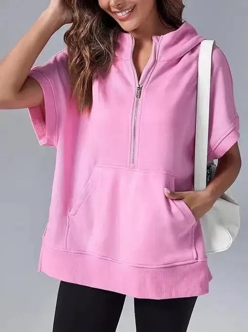 Three-point Short-sleeved Hooded Sweatshirt for Summer