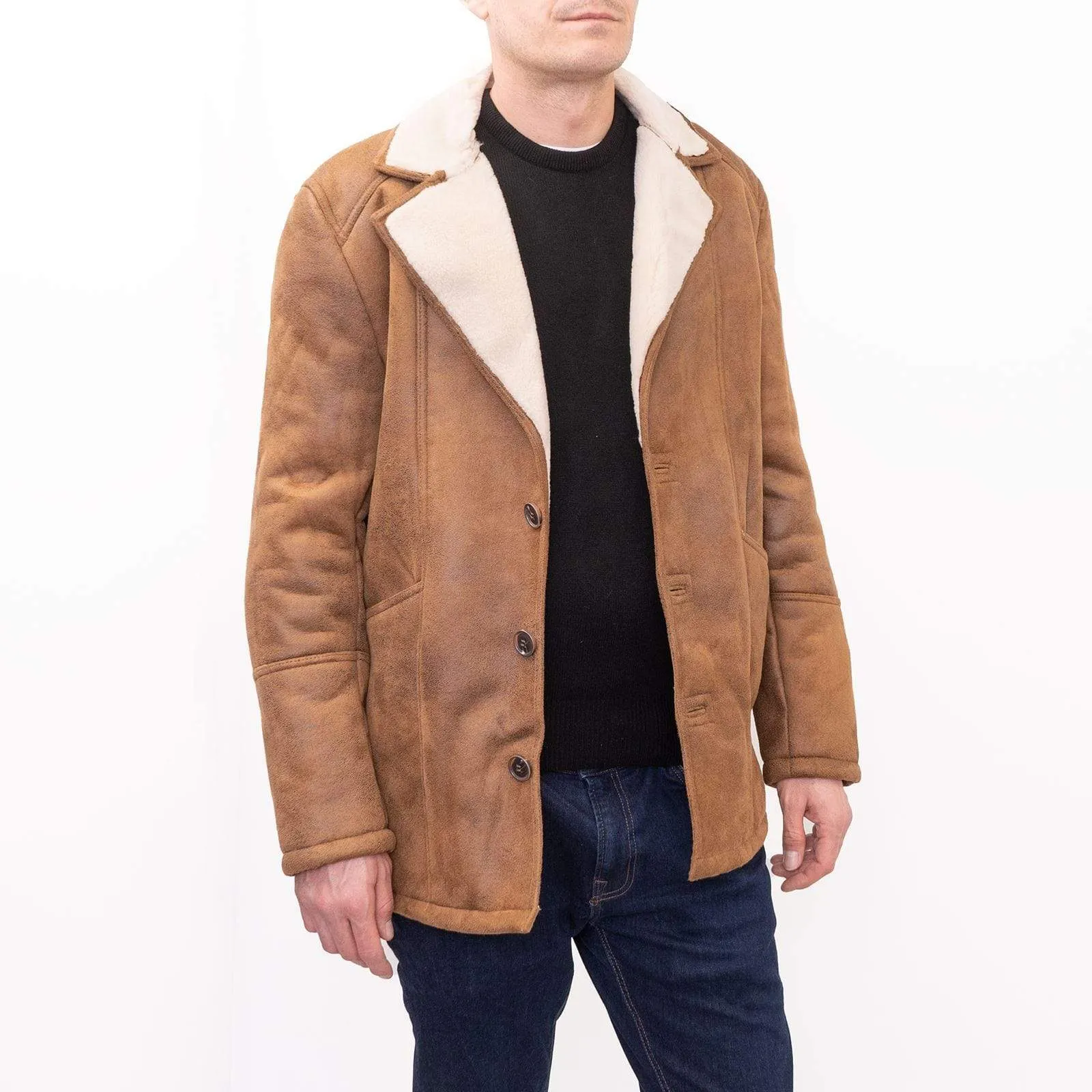 Topman Tan Shearling Faux Leather Sheepskin Jacket