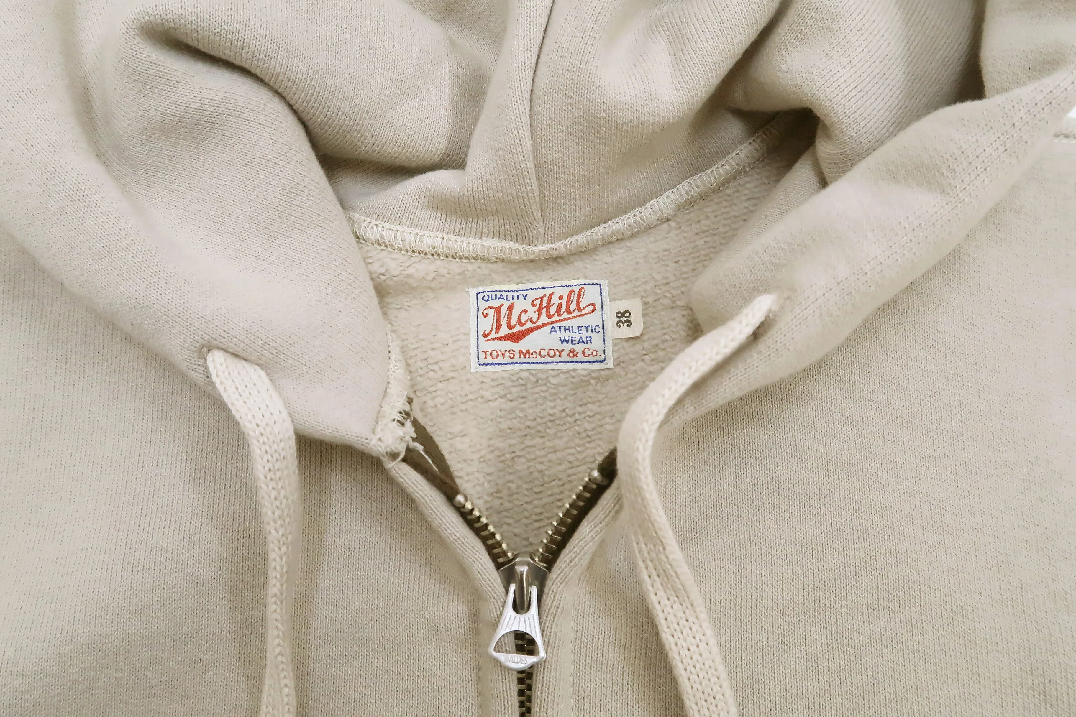 TOYS McCOY Plain Zip-Up Hoodie Men's Vintage Inspired Solid Zip Hooded Sweatshirt TMC2468 040 Sand-Beige