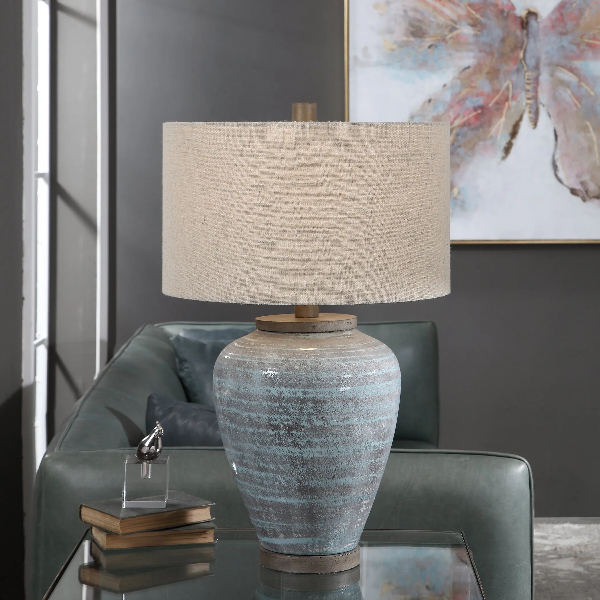 Uttermost Pelia Light Aqua Table Lamp