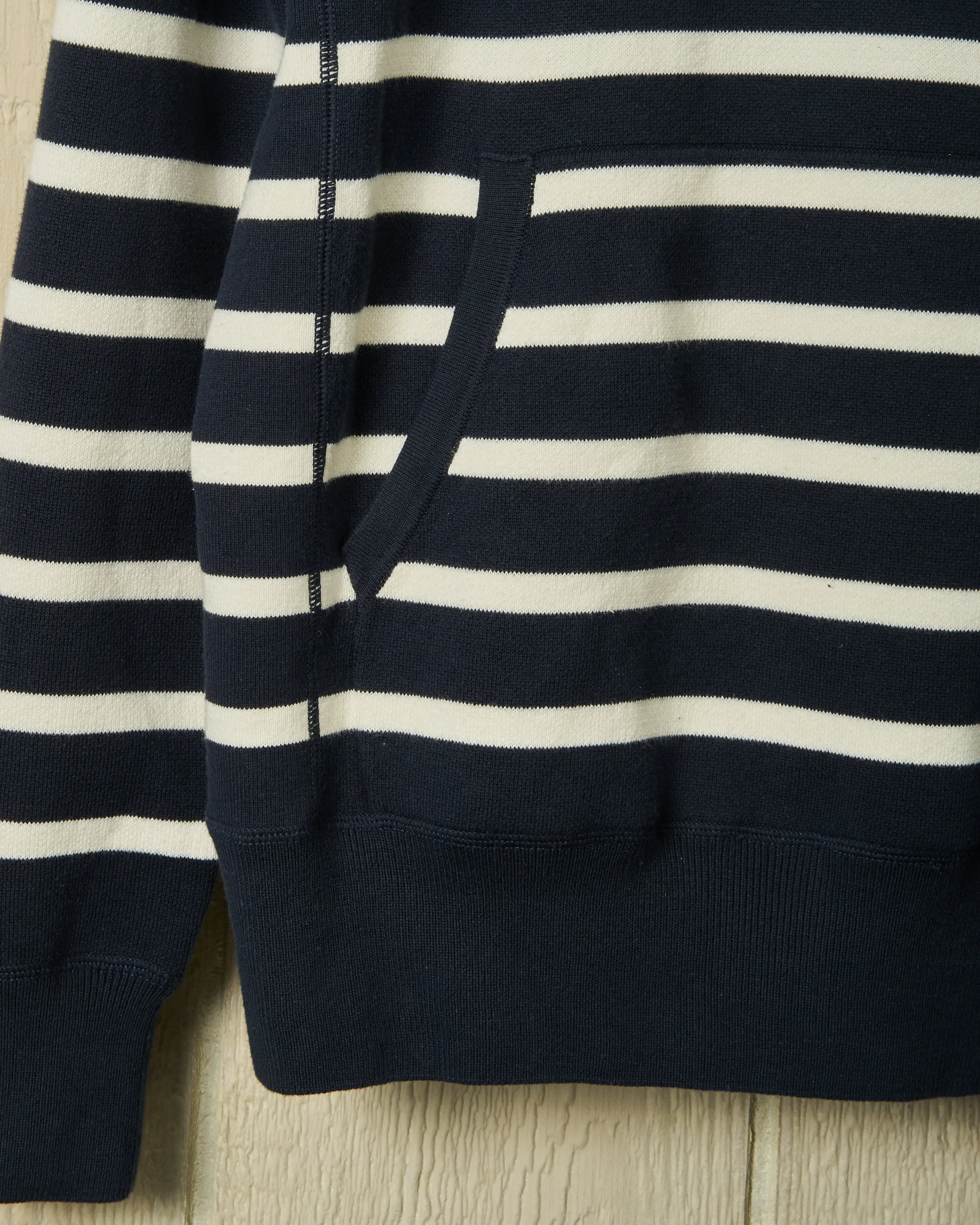 Wharf Knit Hoodie in Navy/White Stripe