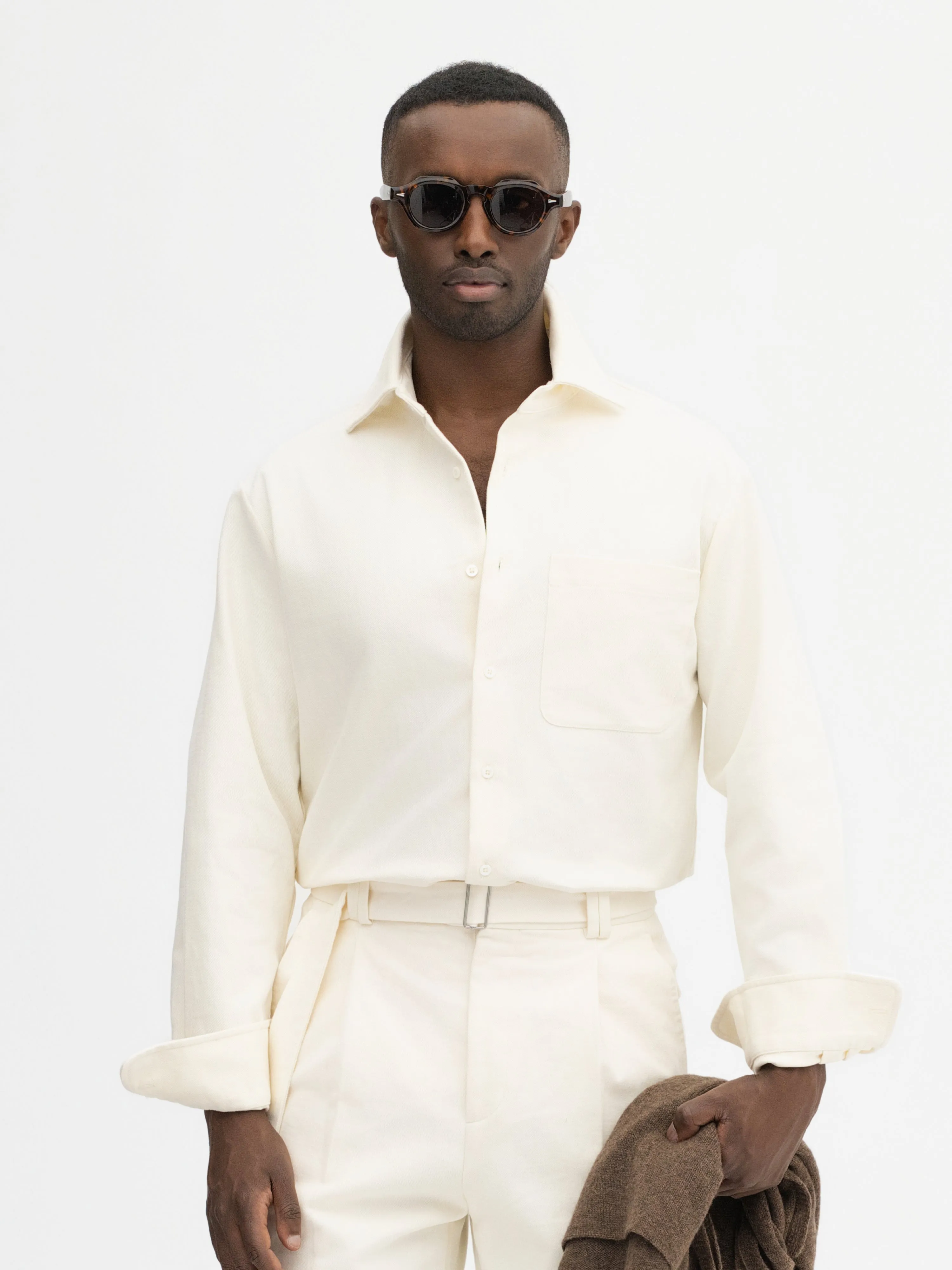 White Brushed Cotton Shirt