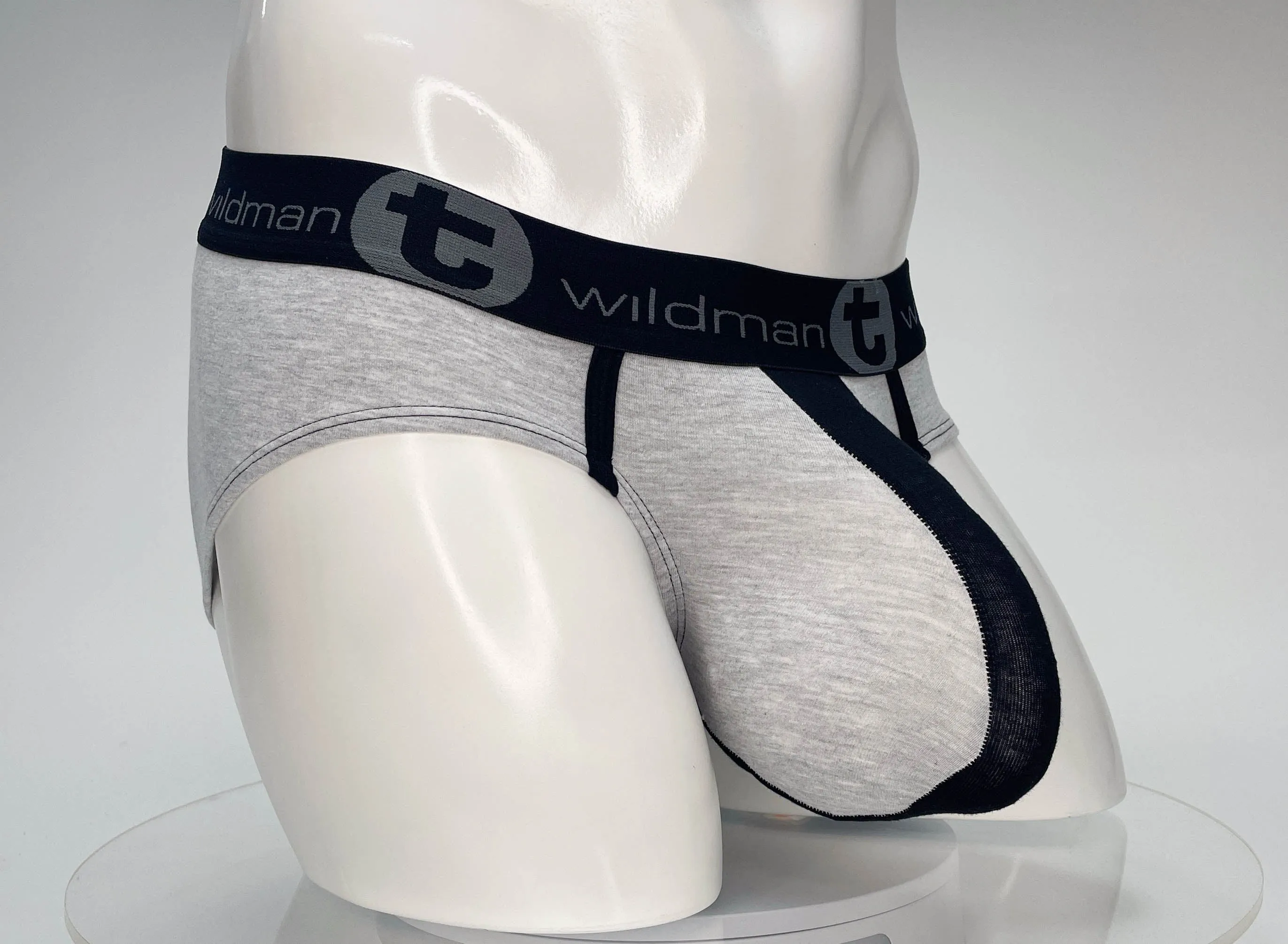 WildmanT Cotton Monster Cock Brief Black and Gray