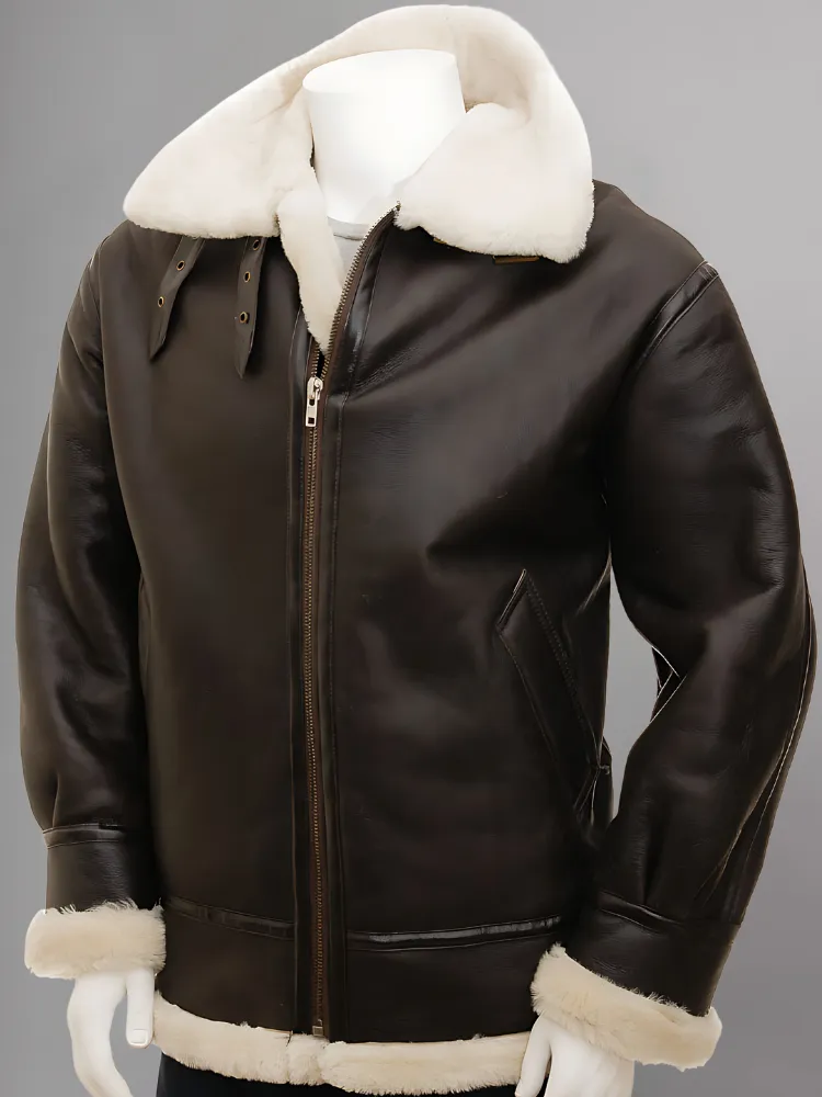 Winter Mens Leather Jacket Outwear Sheepskin Motorcycle Warm