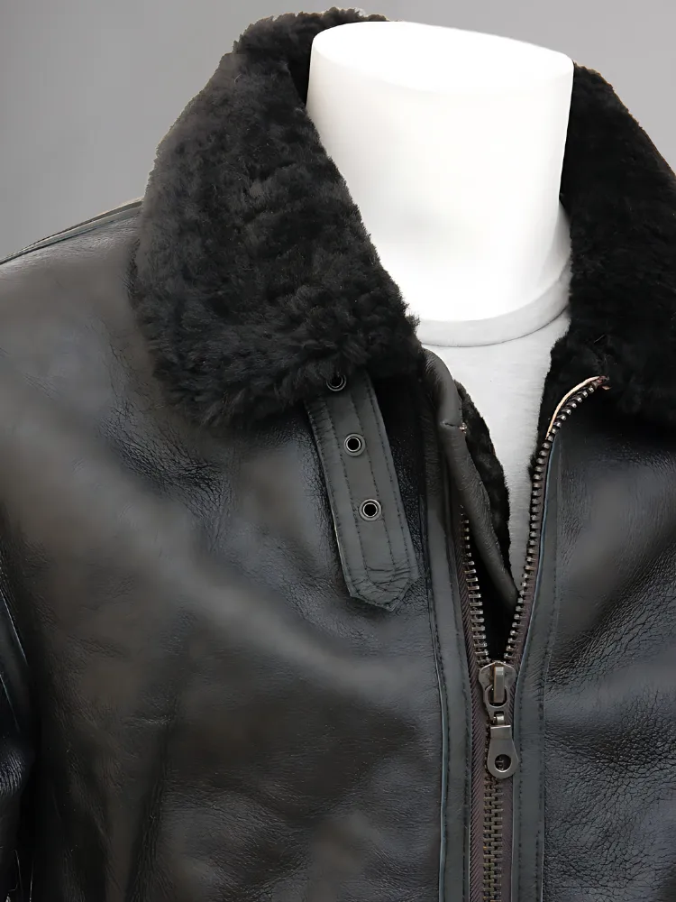 Winter Mens Leather Jacket Outwear Sheepskin Motorcycle Warm