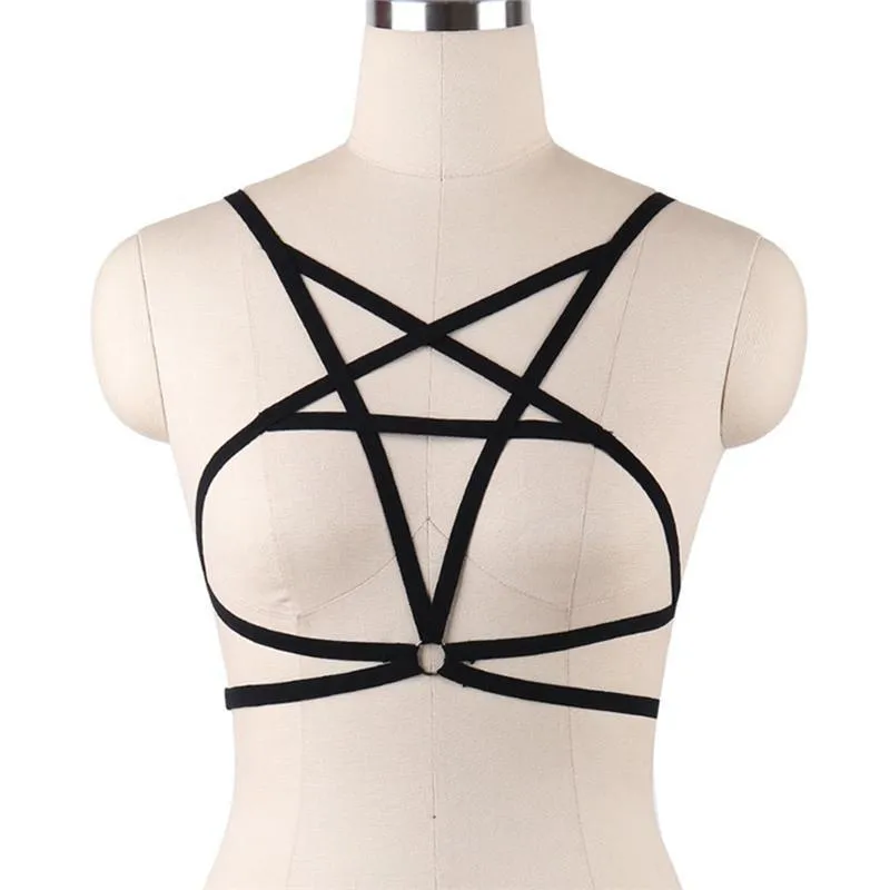 Women Sexy Five-Pointed Star Shape Elastic Cage Bra Cupless Bra Bustier