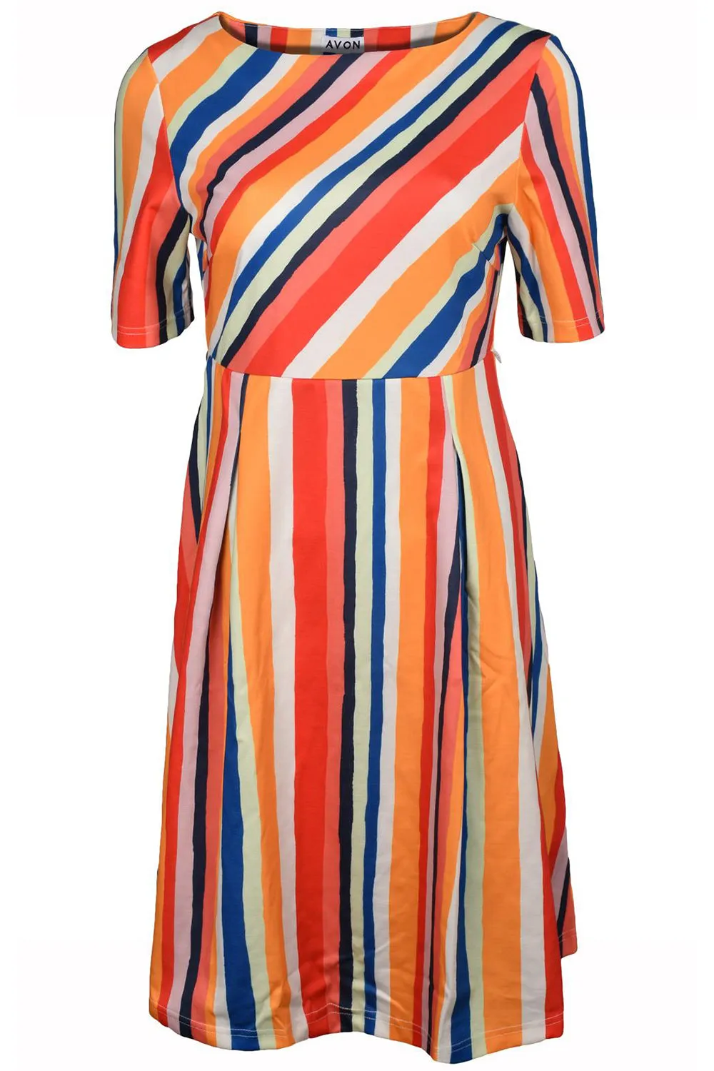 Womens Striped Short Sleeves Dress with Belt