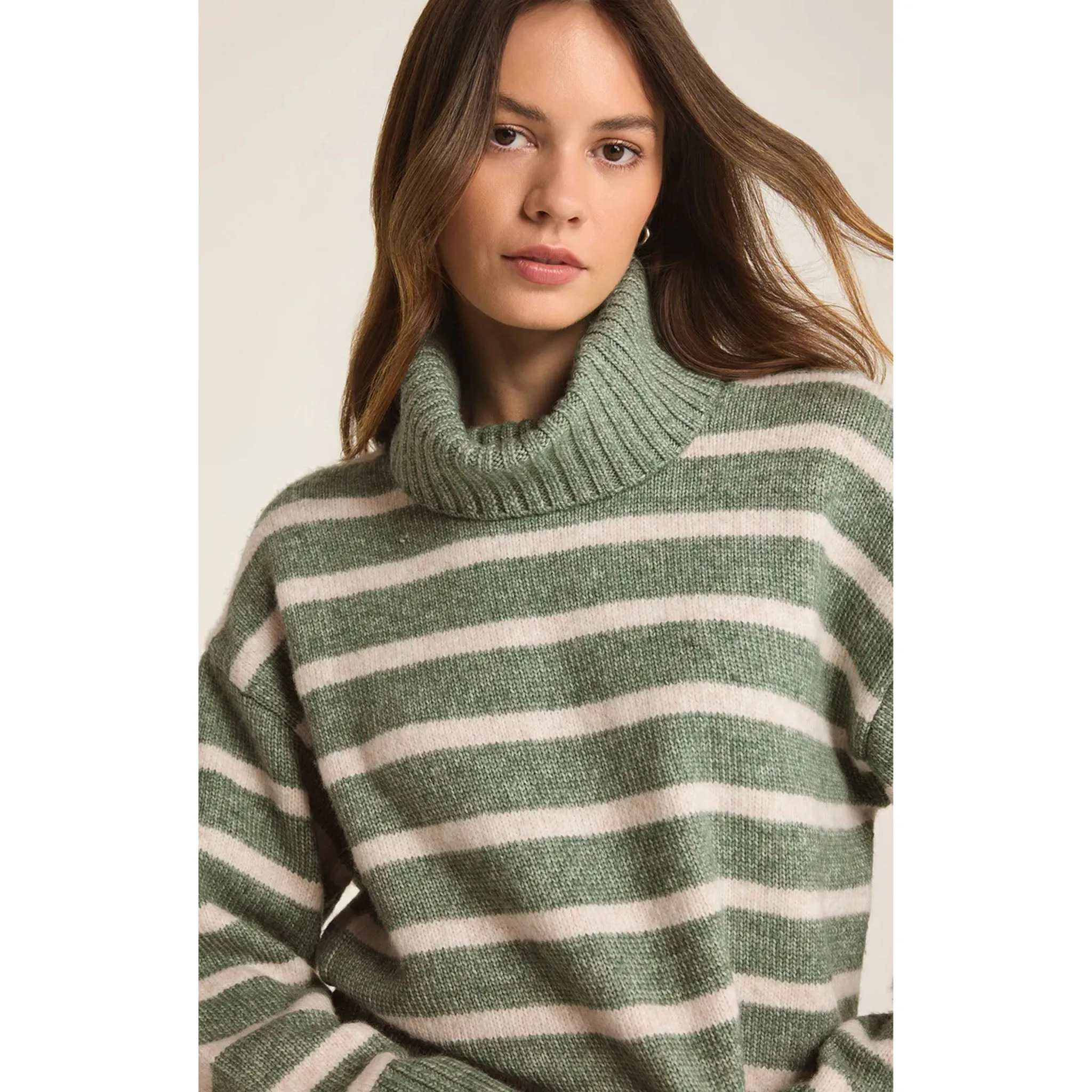 Z Supply Josephine Stripe Sweater in Palm Green