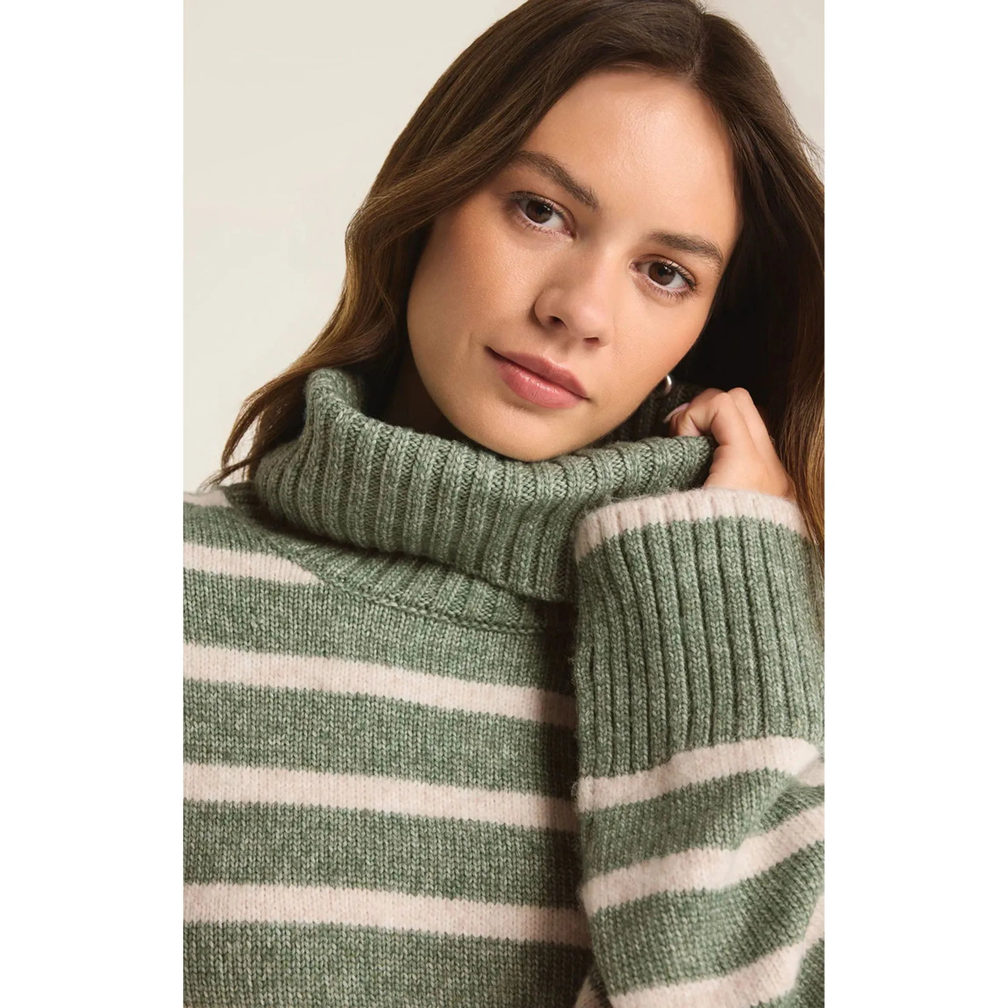 Z Supply Josephine Stripe Sweater in Palm Green