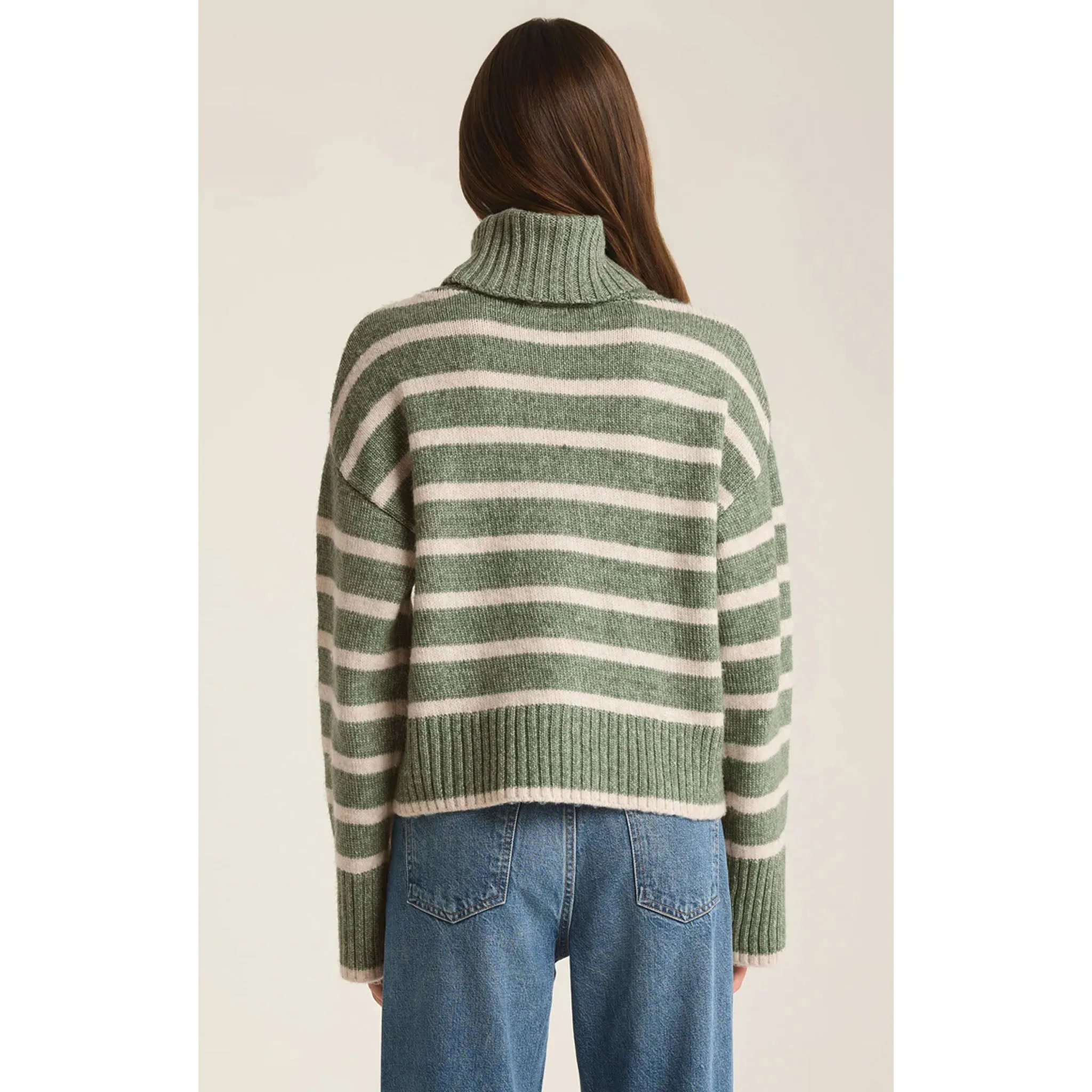 Z Supply Josephine Stripe Sweater in Palm Green