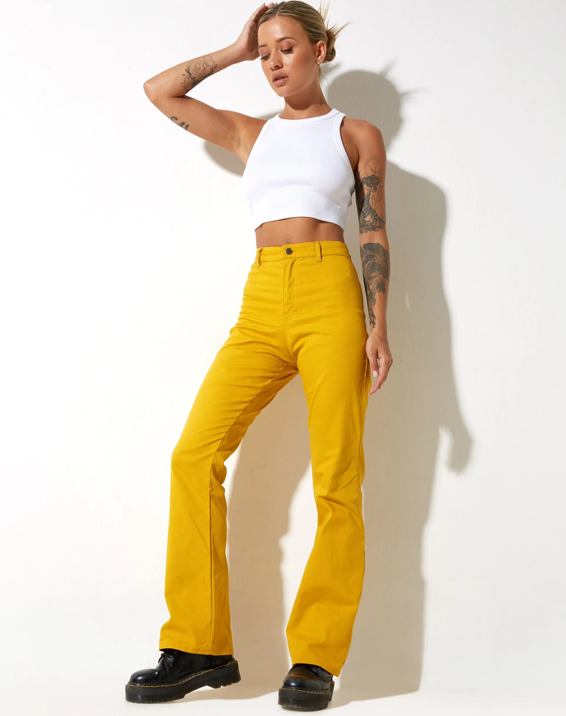 Zoven Flare Trouser in Twill Sulfur Mustard